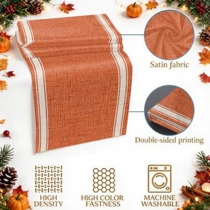 Burnt Orange Stripes Bed Runner for Twin Size Beds - 71 x 20 Inches Linen Decor