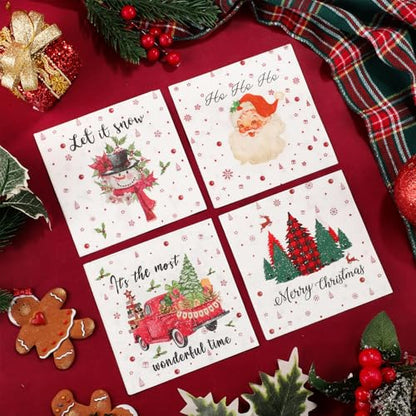 Christmas Cocktail Napkins 200 Pcs Xmas Tree Pattern 5x5 Inch Party Decor