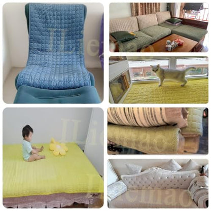 Navy Blue Corduroy Reclining Chair Cover Non Slip Washable 50x60cm