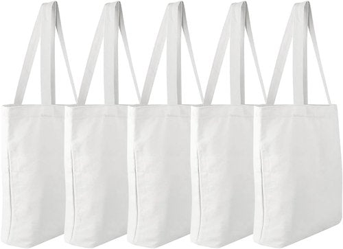Faylapa Heavy-Duty Canvas Tote Bags - Reusable Grocery Bags for DIY & Painting | 12.2"x14.2" Size