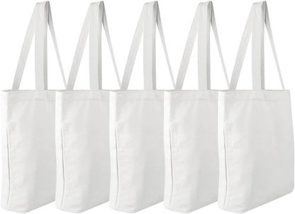 Faylapa Heavy-Duty Canvas Tote Bags - Reusable Grocery Bags for DIY & Painting | 12.2"x14.2" Size