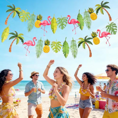 2PCS Tropical Flamingo Garland Banner for Party Decorations - 6.6ft