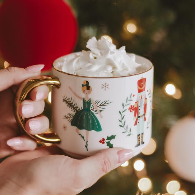 Nutcracker Coffee Mug 14oz Christmas Mug with Gold Handle - Holiday Winter Cup - Variation of THIS listing