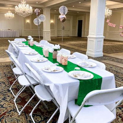 Green Sequin Table Runners 10 Pack 12x108 Inches for Weddings & Parties