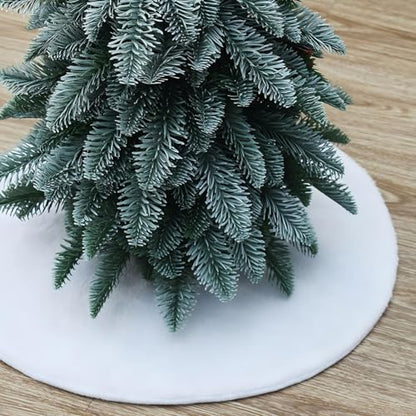 18-Inch White Plush Christmas Tree Skirt - Holiday Tabletop Decor