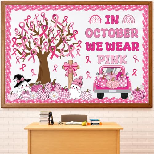Breast Cancer Awareness Tree Bulletin Board Decor Set with 118 Pieces