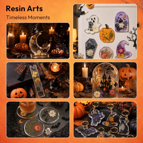 Halloween Dried Flowers for Crafts - Preserved Pressed Flowers Set, 100pcs