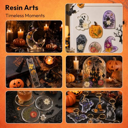 Halloween Dried Flowers for Crafts - Preserved Pressed Flowers Set, 100pcs