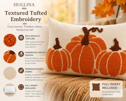 Fall Pumpkin Lumbar Throw Pillow 12x20 Inch with Insert - Farmhouse Decor
