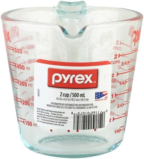 Pyrex Measuring Cup - Clear Design with Red Graphics | 1 Quart Capacity