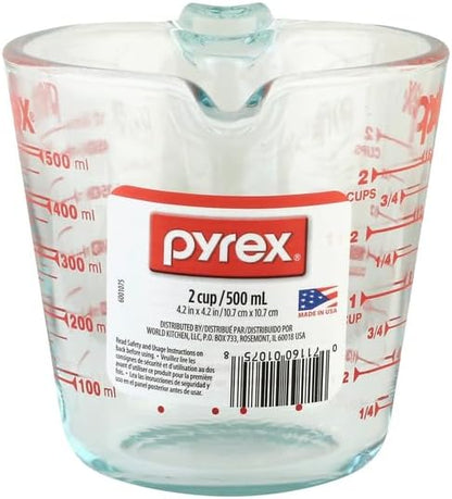 Pyrex Measuring Cup - Clear Design with Red Graphics | 1 Quart Capacity