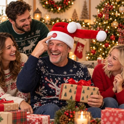 Animated Naughty Santa Hat - Funny Christmas Party Hat with Button Activation
