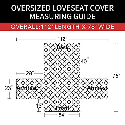 Reversible Couch Cover for Sofa with 2 Cushions - Green & Christmas Red, Medium-XL Loveseat