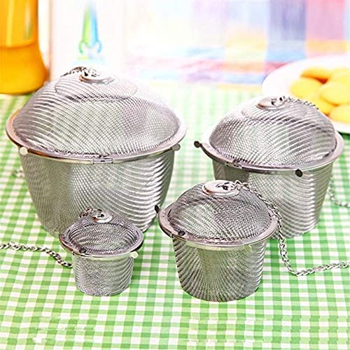 4 PCS Chained Lid Stainless Steel Tea Strainer Mesh Infuser Tea Ball Shape Spice Seasoning Bag Kitchen Tools