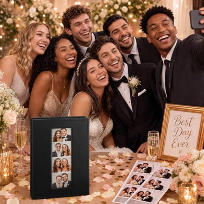 Leather Photo Booth Album for Wedding & Party Strips, Holds 80 Photos