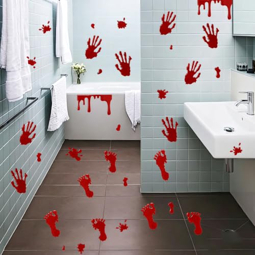 Halloween Bloody Handprint Window Clings - Spooky Horror Decor
