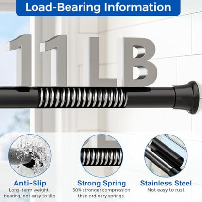 Black Spring Tension Curtain Rod 18-36 Inches No Drilling Adjustable Short Rods