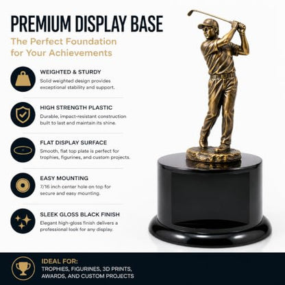 Small Black Gloss Display Pedestal Stand for Trophies Figurines Crafts