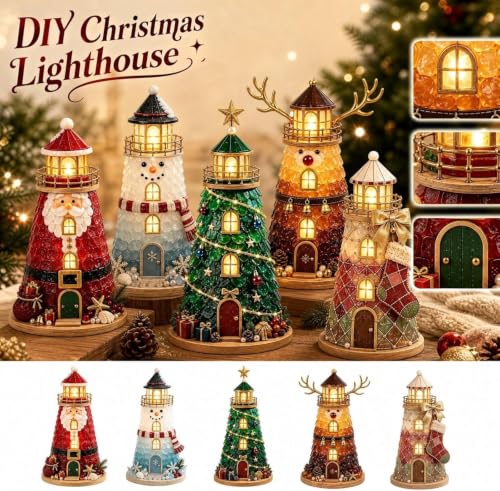 Christmas DIY Lighted Sea Glass Kit - Holiday Craft with Built-in Lights and Sea Glass Pieces