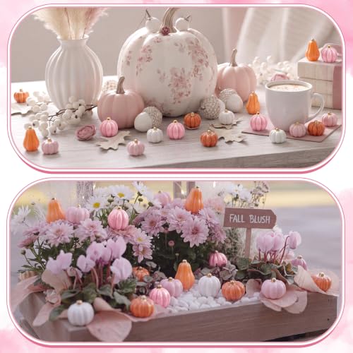 Mini Pink Resin Pumpkin Set for Crafts & Thanksgiving Decorations - 100 Pcs