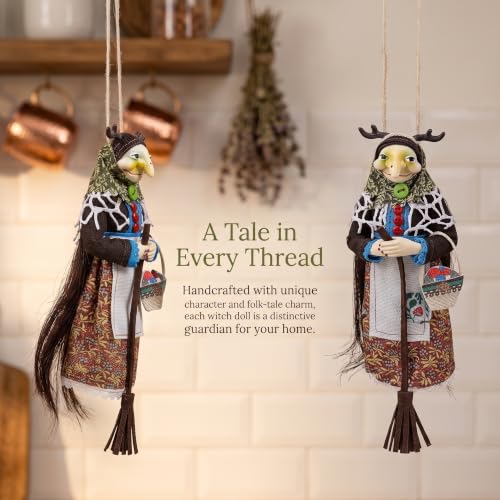 Handmade Kitchen Witch Doll Hanging Decor - 7 Inch Good Luck Ornament
