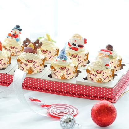 Gingerbread Man Christmas Cupcake Wrappers - 100 Pcs Holiday Baking Cups
