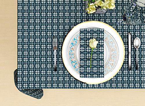Navy Deep Woven Cotton Table Cloth 60x84 Inches - Formal & Casual Dining