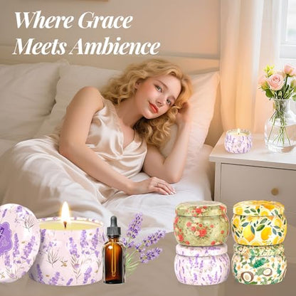 WarmEmbrace 8-Pack Soy Scented Candles Set with 4 Unique Fragrances - 8.8OZ