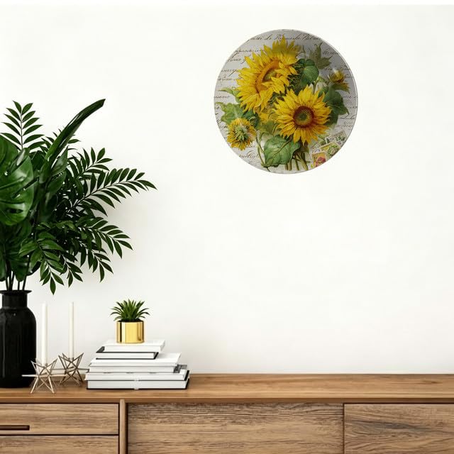 W3 10.6 Inch Sunflower Melamine Decorative Plate Wall Hanging Farmhouse Home Kitchen