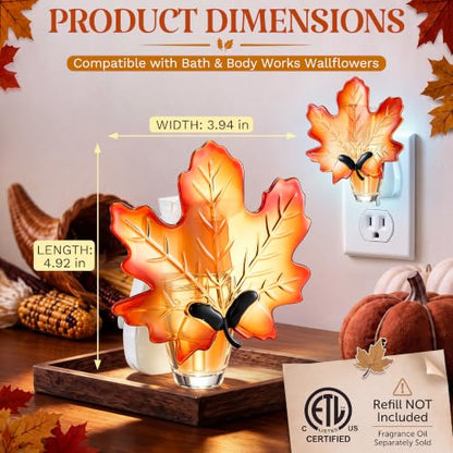 Wall Fragrance Plug with Nightlight - Maple Leaf Compatible with Bath & Body Works Refills
