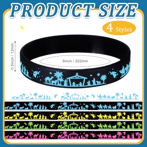 200pcs Christmas Nativity Silicone Bracelets Wristbands - Religious Holiday Gifts