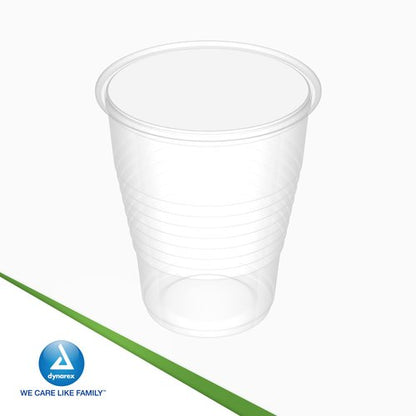 Dynarex Disposable Clear Drinking Cups - Single Use Plastic Cups for Office, Hospital, Clinic - Beverage Containers with Rolled Rim, Ribbed Center - 7oz, Bulk Supplies Box of 100