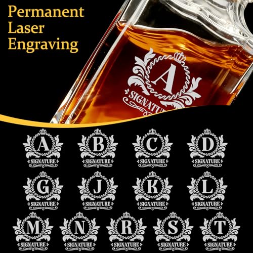 Personalized Whiskey Decanter Set with 2 Glasses S - Custom Engraved Spirits Gift