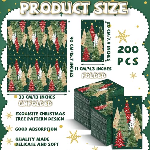 Christmas Tree Napkins Bulk 200 Pieces Holiday Disposable Paper Towels