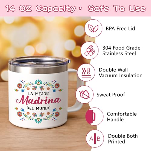 14 oz Godmother Coffee Mug - La Mejor Madrina Del Mundo - Madrina Gift - Variation 4-Madrina