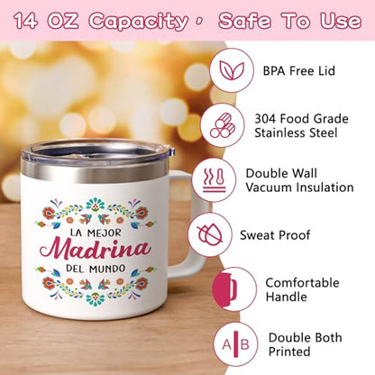 14 oz Godmother Coffee Mug - La Mejor Madrina Del Mundo - Madrina Gift - Variation 4-Madrina