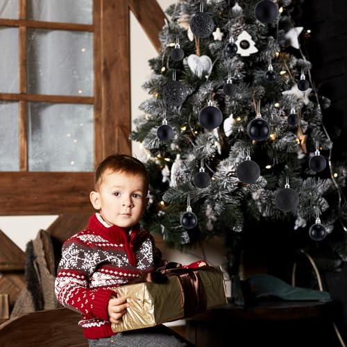 Christmas Ball Ornaments Set - Black 100 Pcs Holiday Decorations