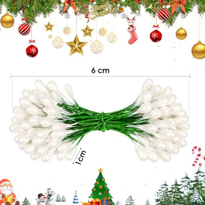 Artificial Holly Berries Wire Stems - Crystal White, 150 Pack for Wreaths & Crafts