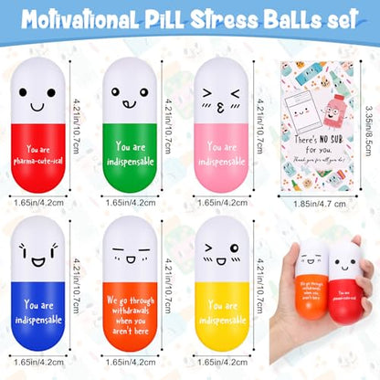 24 Pack Pharmacy Technician Stress Balls Pill-Shaped Gifts with Inspirational Quotes