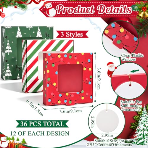 36 Pack Christmas Ornament Gift Boxes with Clear Windows - DIY Holiday Packaging