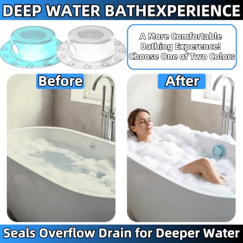 2 Pack Bathtub Drain Stoppers 6.1 Inch Transparent Green PVC Overflow Cover