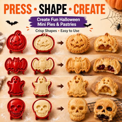 Halloween Mini Hand Pie Molds Set with 8 Fall Shapes - Red-A