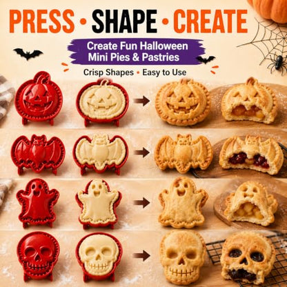 Halloween Mini Hand Pie Molds Set with 8 Fall Shapes - Red-A