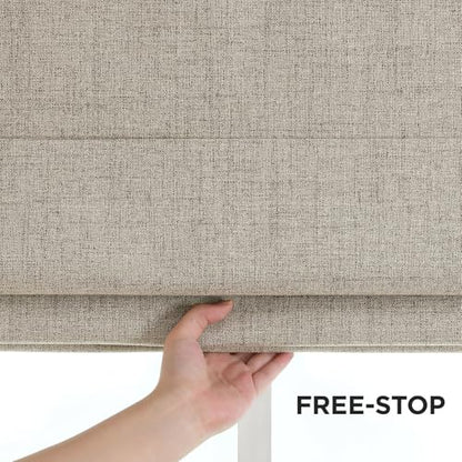 Joydeco Linen No Drill Cordless Roman Shades Blackout 34.5 W x 72 H