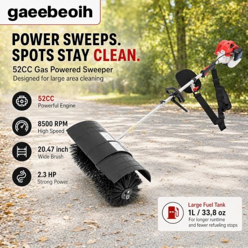 Gas Powered Handheld Lawn Sweeper with 52CC 2-Stroke Engine
