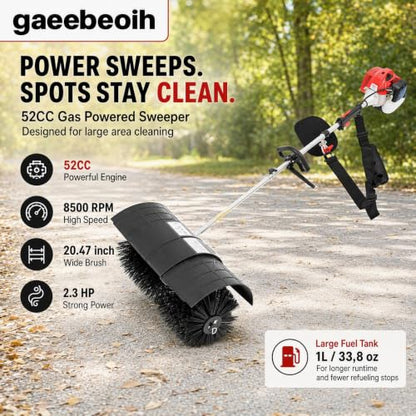 Gas Powered Handheld Lawn Sweeper with 52CC 2-Stroke Engine