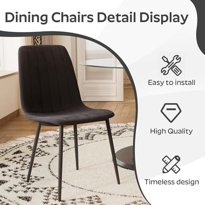 Black Extendable Round Dining Table Set for 4 - 43.3-59 Inch with Upholstered Chairs