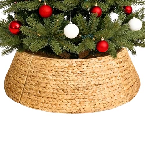 28 Inch Seagrass Christmas Tree Collar - Natural Farmhouse Holiday Decor