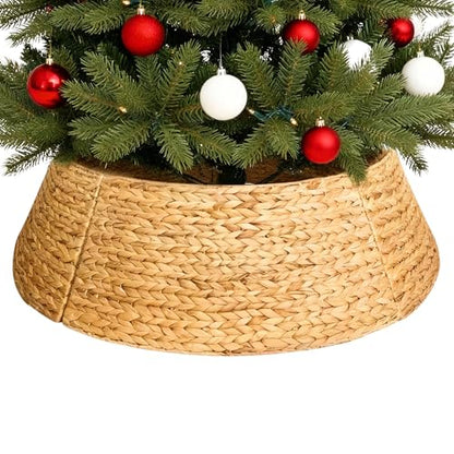 28 Inch Seagrass Christmas Tree Collar - Natural Farmhouse Holiday Decor