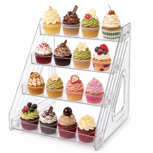 4 Tier Clear Acrylic Display Riser Stand for Cupcakes Perfume Cosmetics